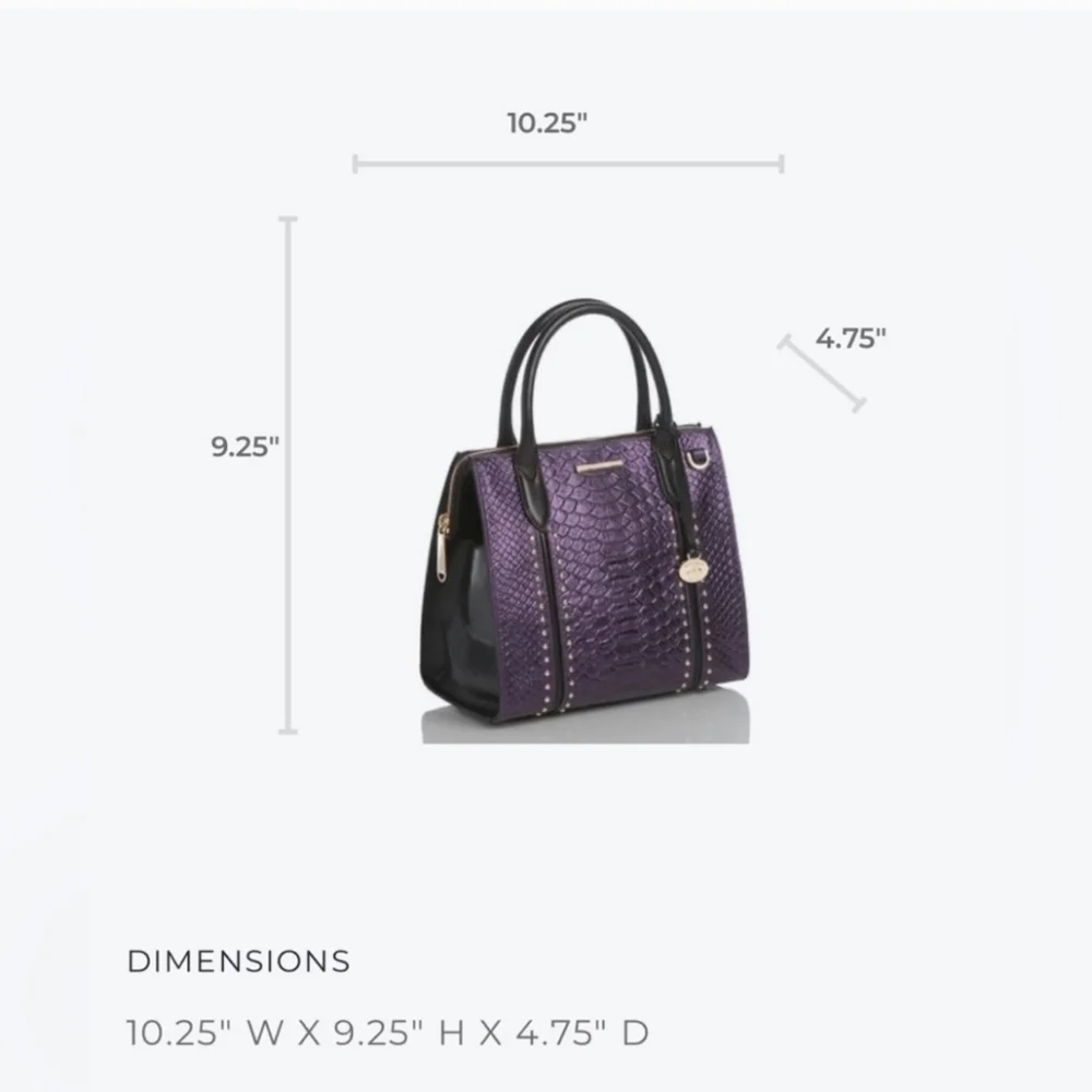 💜🔹️ Brahmin🔹️ Rare🔥 Small Caroline Ultraviolet Altair  Leather + Wallet Set - Picture 4 of 16